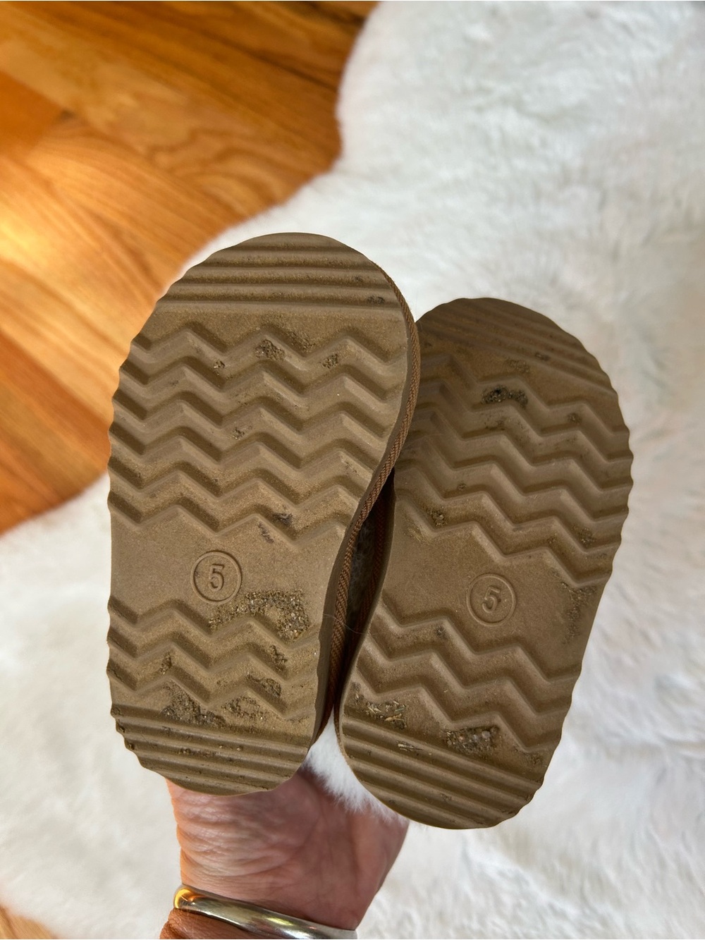 Cat & Jack Kids Cozy Shearling Trim Brown Slip-On Slippers Toddler 5 - Picture 7 of 7